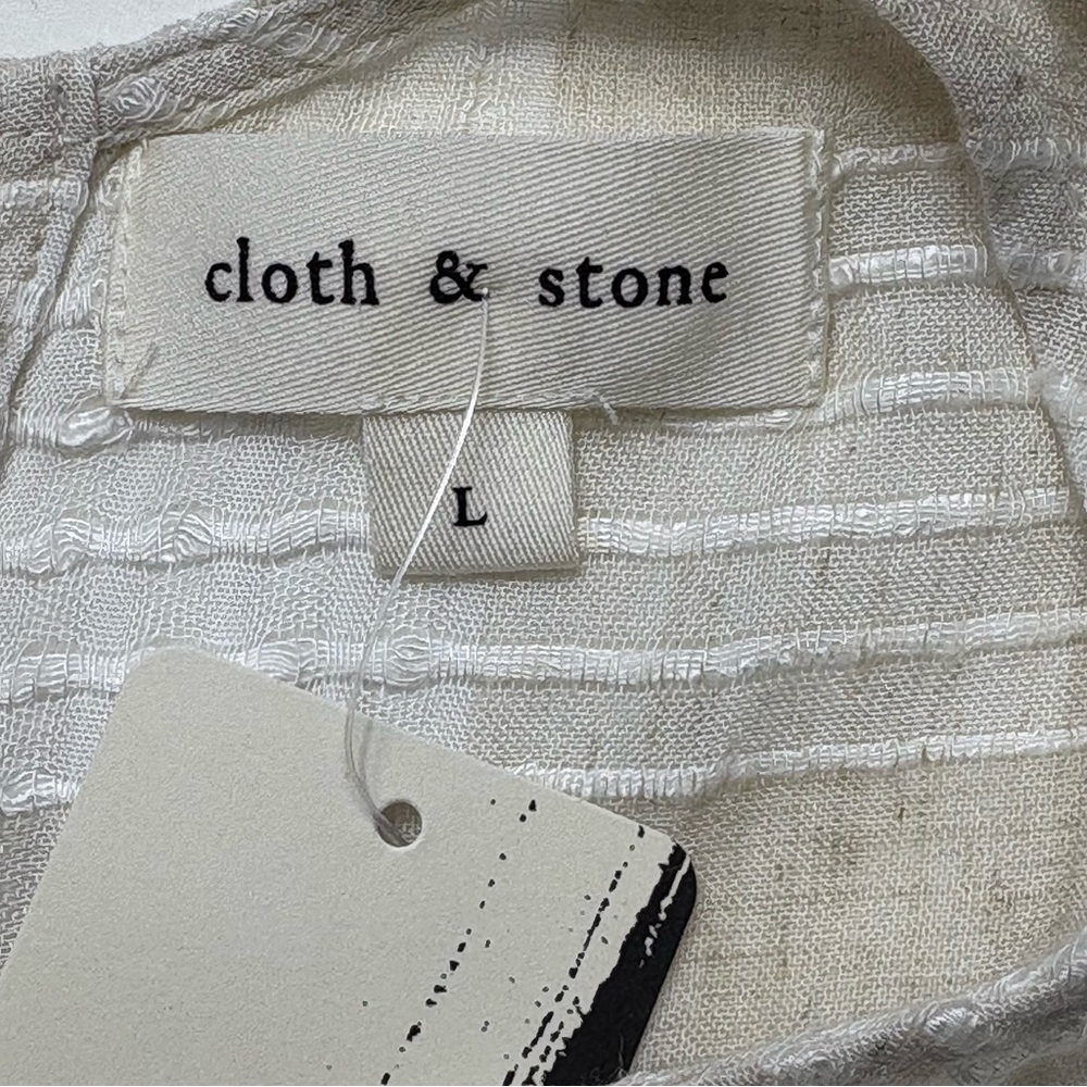 NWT Cloth & Stone Anthropologie Rayon-Linen Oatmeal Plaid Frayed Tank Top Size L - Picture 9 of 12